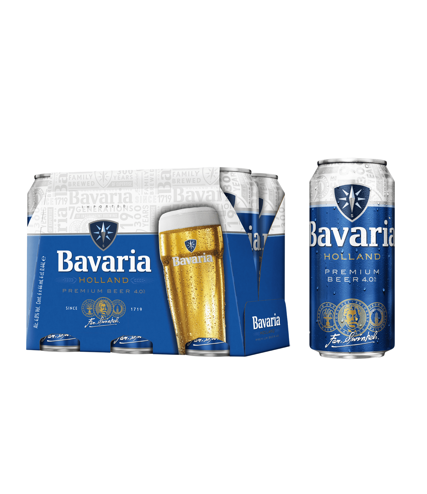 Bavaria Beer 50cl 6-pack and single can